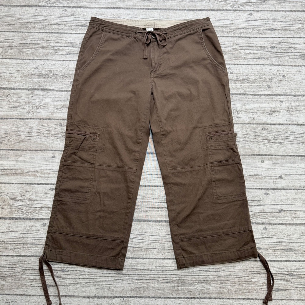 Prana Cargo Pants Women's 6 Brown Cotton Stretch Capri Cropped Utility Workwear